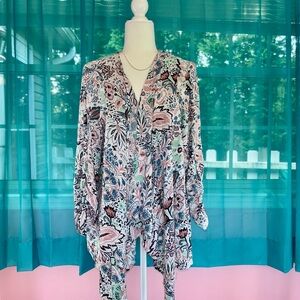 Torrid Boho Floral Paisley Drape Open Front Kimono Cardigan Size 3X